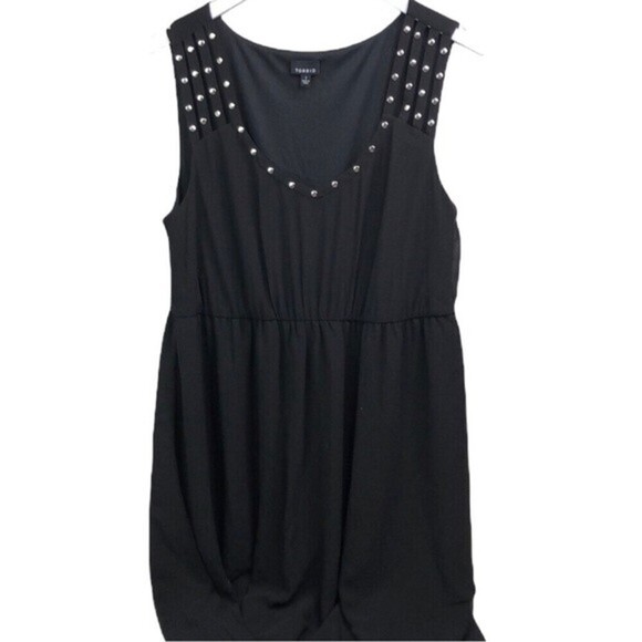 Torrid‎ Black Empire Waisted Studded Strappy Chiffon Dress Size 1 - Picture 3 of 10
